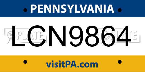 LCN9864 Pennsylvania License Plate