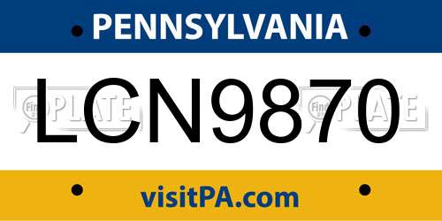 LCN9870 Pennsylvania License Plate