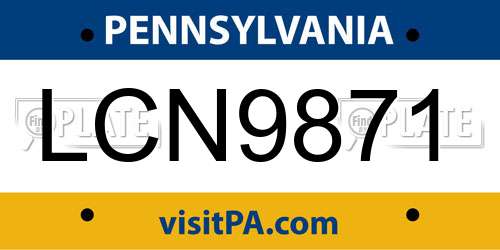 LCN9871 Pennsylvania License Plate
