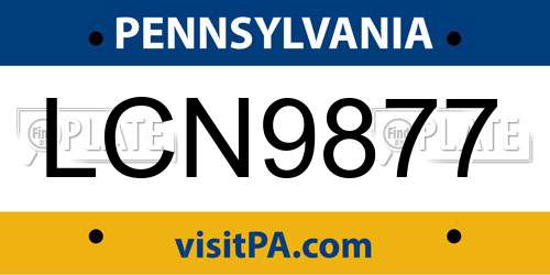 LCN9877 Pennsylvania License Plate