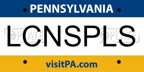 LCNSPLS Pennsylvania License Plate