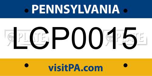 LCP0015 Pennsylvania License Plate