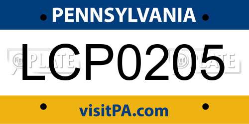 LCP0205 Pennsylvania License Plate