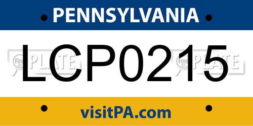 LCP0215 Pennsylvania License Plate