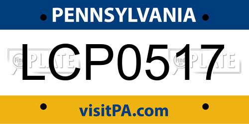 LCP0517 Pennsylvania License Plate