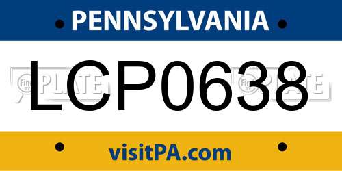 LCP0638 Pennsylvania License Plate