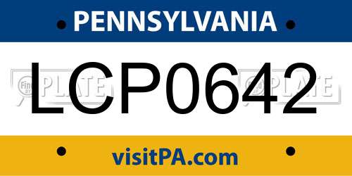 LCP0642 Pennsylvania License Plate