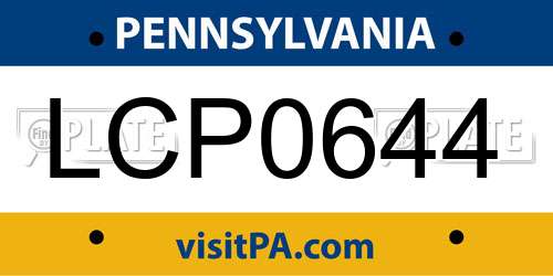 LCP0644 Pennsylvania License Plate