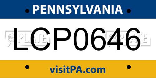 LCP0646 Pennsylvania License Plate