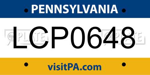 LCP0648 Pennsylvania License Plate