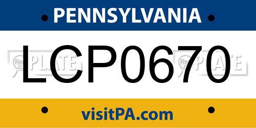 LCP0670 Pennsylvania License Plate
