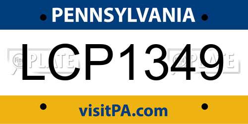 LCP1349 Pennsylvania License Plate