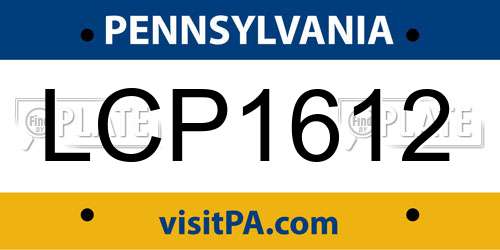 LCP1612 Pennsylvania License Plate
