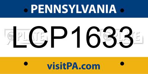 LCP1633 Pennsylvania License Plate