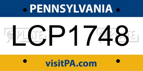 LCP1748 Pennsylvania License Plate
