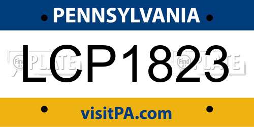 LCP1823 Pennsylvania License Plate