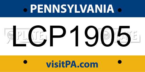 LCP1905 Pennsylvania License Plate