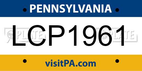 LCP1961 Pennsylvania License Plate