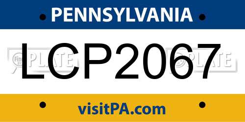 LCP2067 Pennsylvania License Plate