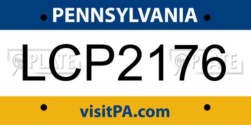LCP2176 Pennsylvania License Plate