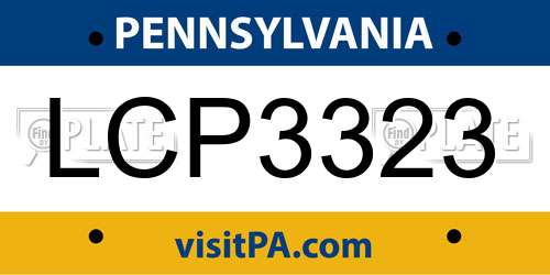 LCP3323 Pennsylvania License Plate