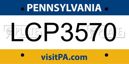 LCP3570 Pennsylvania License Plate