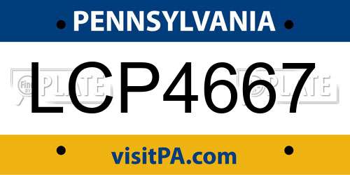 LCP4667 Pennsylvania License Plate