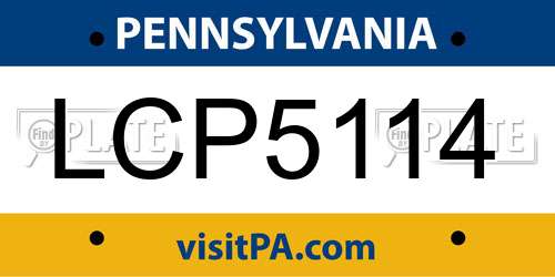 LCP5114 Pennsylvania License Plate