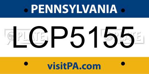 LCP5155 Pennsylvania License Plate