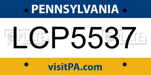 LCP5537 Pennsylvania License Plate