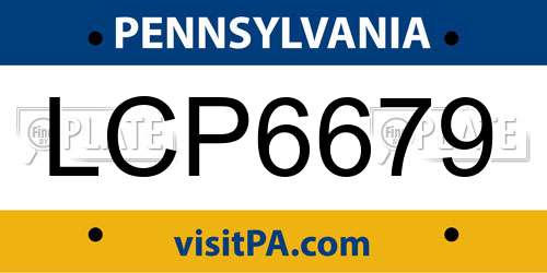 LCP6679 Pennsylvania License Plate