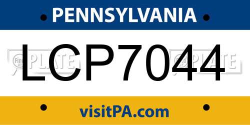 LCP7044 Pennsylvania License Plate