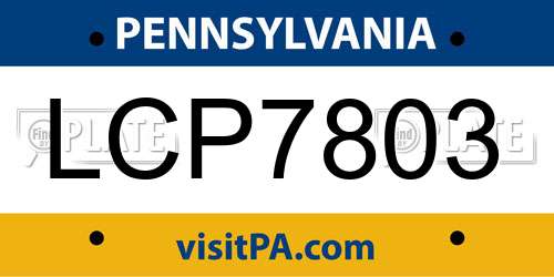 LCP7803 Pennsylvania License Plate
