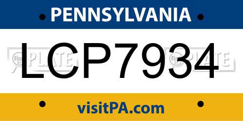 LCP7934 Pennsylvania License Plate