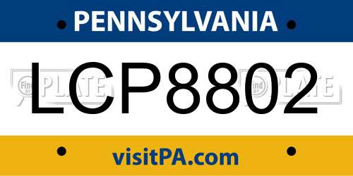 LCP8802 Pennsylvania License Plate