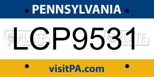 LCP9531 Pennsylvania License Plate