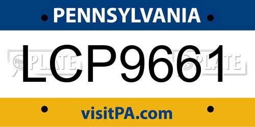 LCP9661 Pennsylvania License Plate