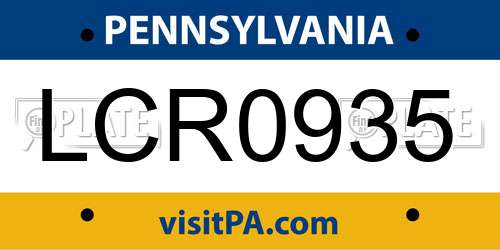 LCR0935 Pennsylvania License Plate