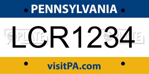 LCR1234 Pennsylvania License Plate
