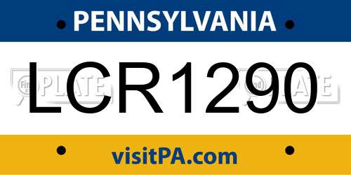 LCR1290 Pennsylvania License Plate