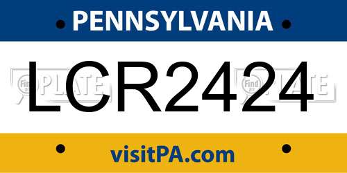 LCR2424 Pennsylvania License Plate