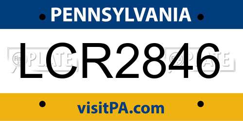 LCR2846 Pennsylvania License Plate