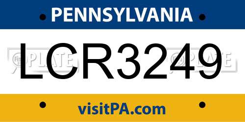 LCR3249 Pennsylvania License Plate