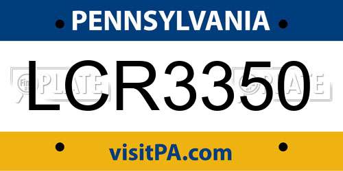 LCR3350 Pennsylvania License Plate