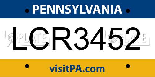 LCR3452 Pennsylvania License Plate