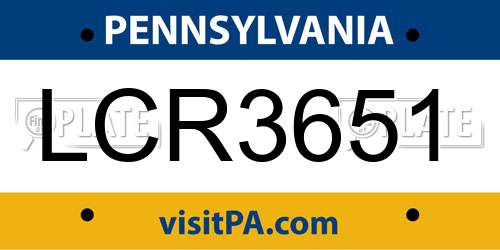 LCR3651 Pennsylvania License Plate