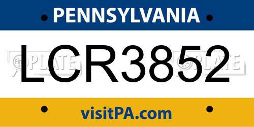 LCR3852 Pennsylvania License Plate