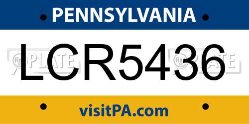LCR5436 Pennsylvania License Plate
