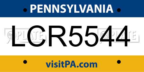 LCR5544 Pennsylvania License Plate