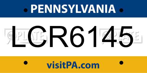 LCR6145 Pennsylvania License Plate